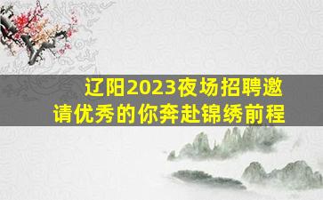 辽阳2023夜场招聘邀请优秀的你奔赴锦绣前程